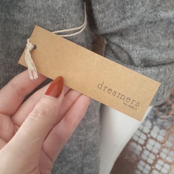 Nwt Dreamers Gray V-Neck Sweater Dress - Picture 11 of 14